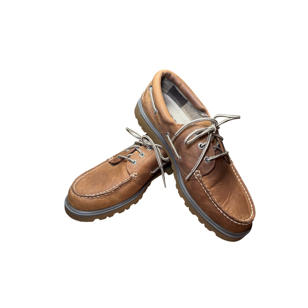 Sperry Top-Sider Boat Shoes Mens 9M Tan Brown Leather Moc Toe Deck Shoes STS1008